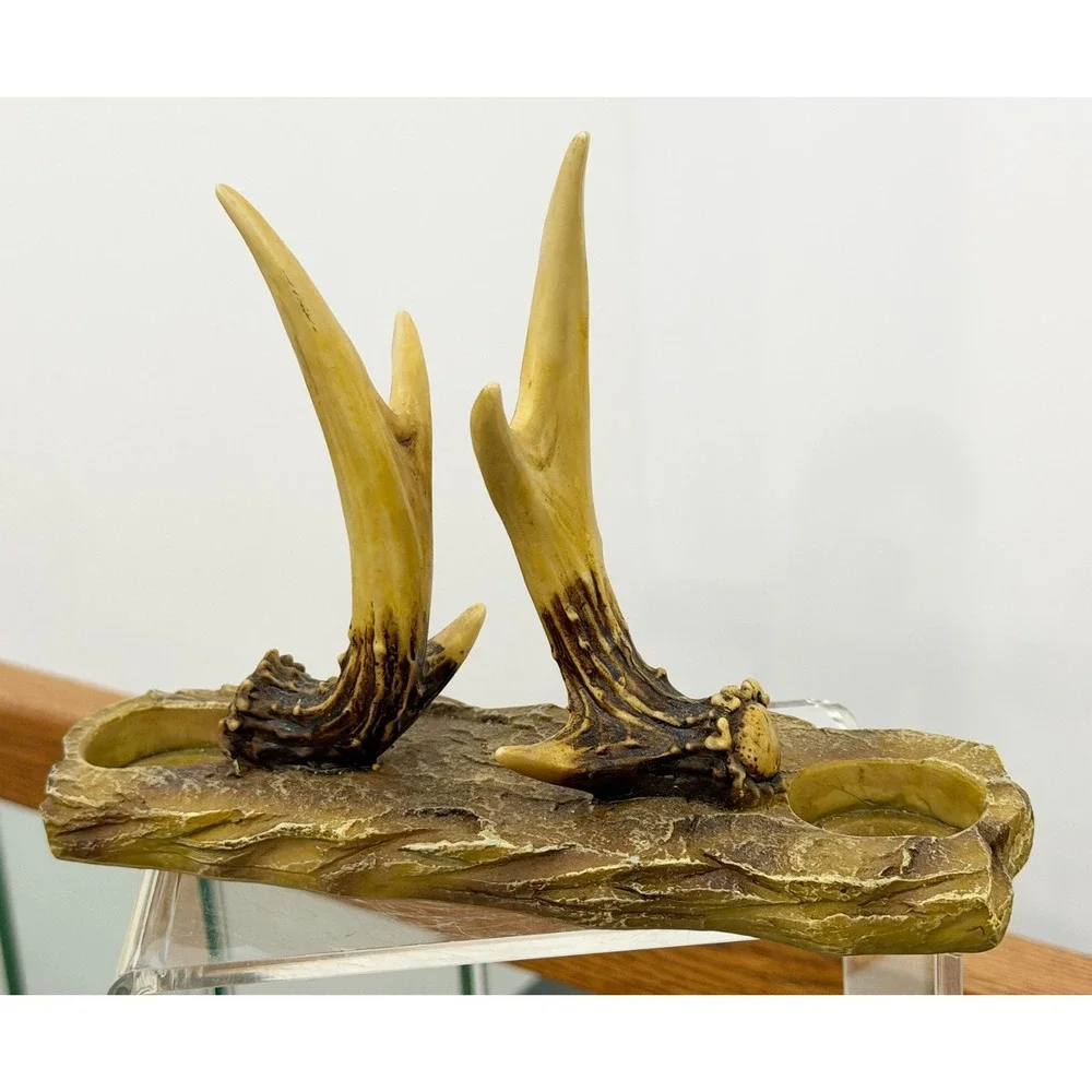 Rivers Edge Faux Antler Salt & Pepper Napkin Holder Rustic Trinket Ring Holder